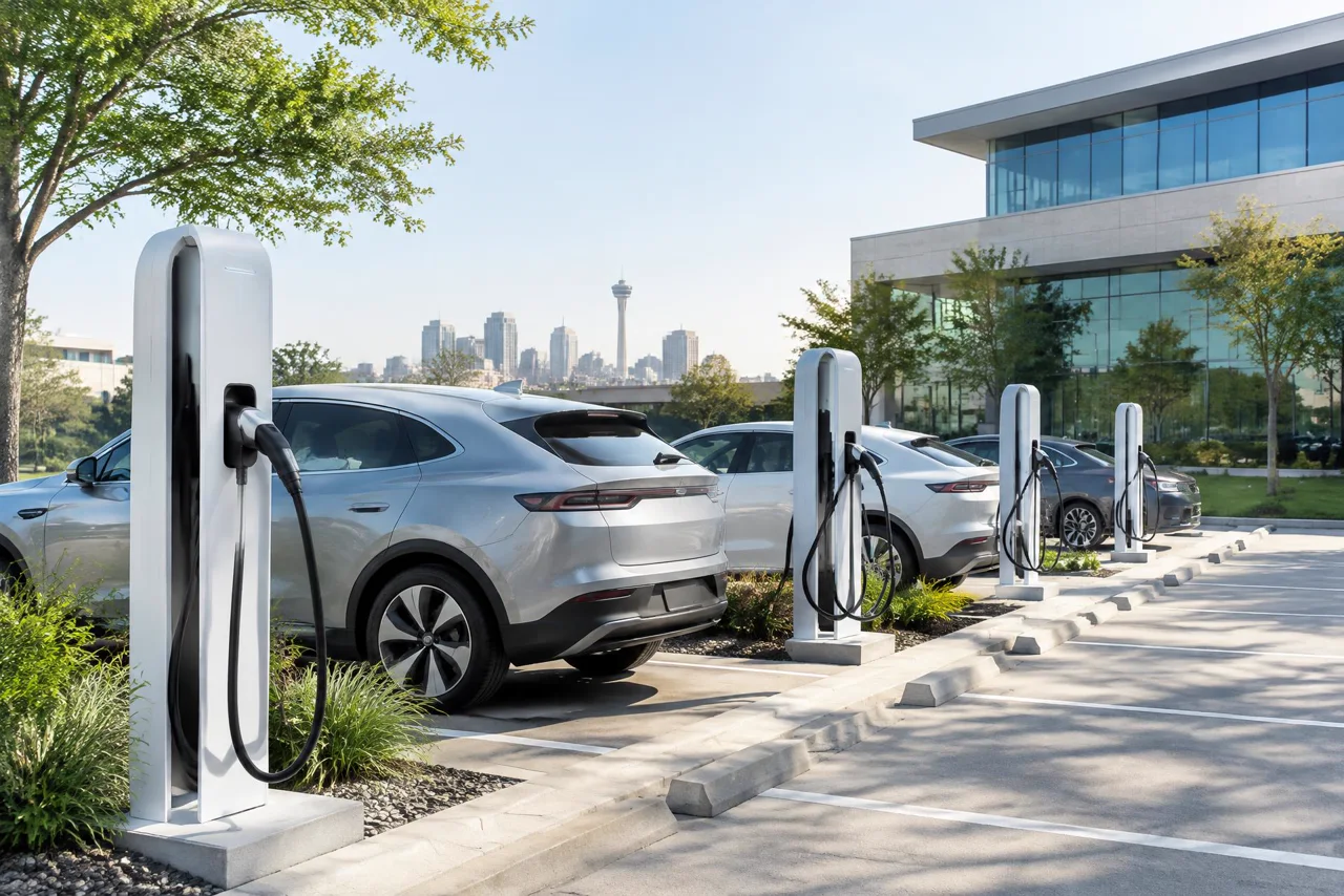 Illustrative workplace EV charging installation